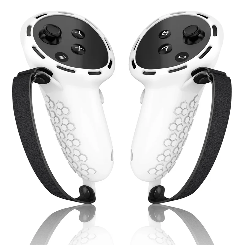 For Meta Quest 3S Silicone Accessory Set with VR Headset Cover  /  Controller Grips  /  Face Mask - White