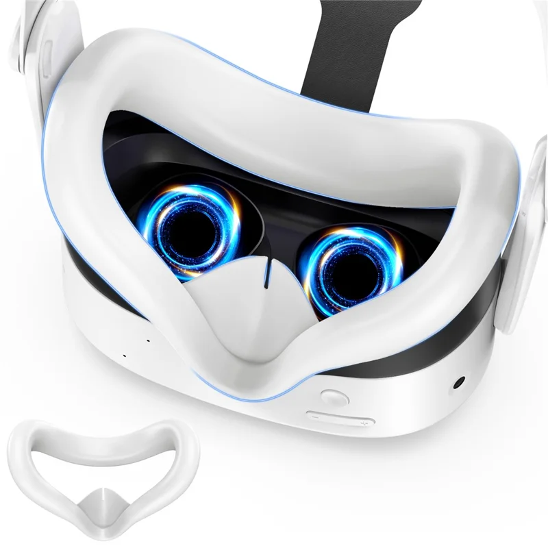 For Meta Quest 3S Silicone Accessory Set with VR Headset Cover  /  Controller Grips  /  Face Mask - White