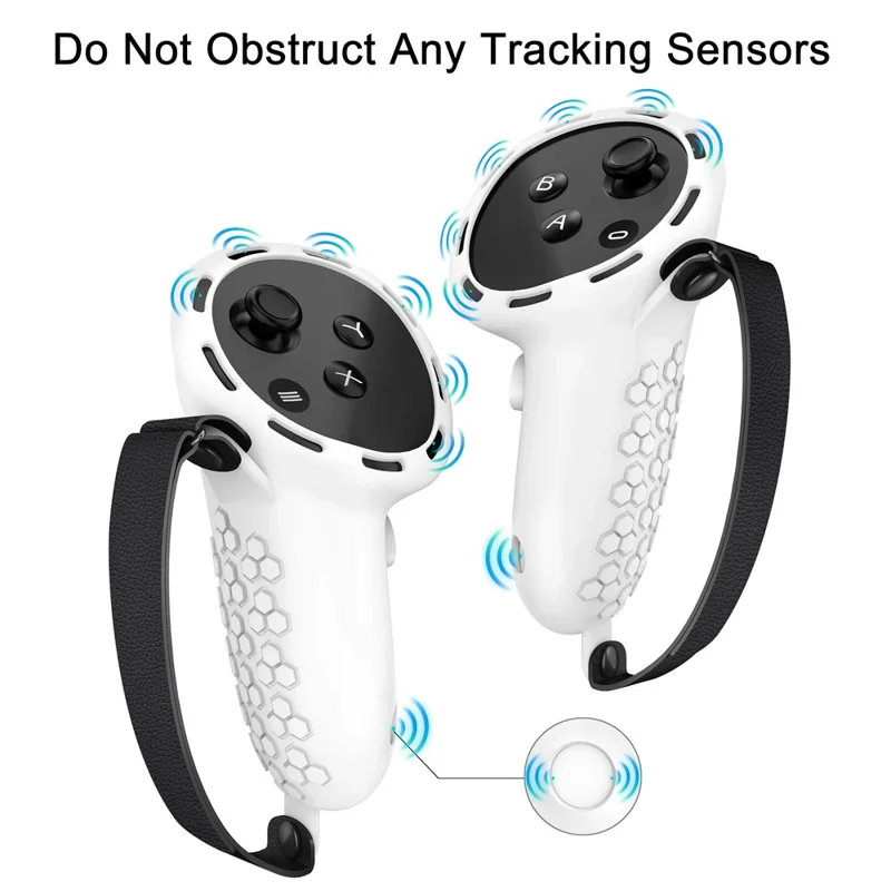 For Meta Quest 3S Silicone Accessory Set with VR Headset Cover  /  Controller Grips  /  Face Mask - White