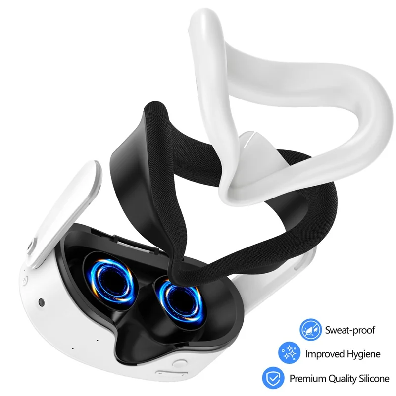 For Meta Quest 3S Silicone Accessory Set with VR Headset Cover  /  Controller Grips  /  Face Mask - White