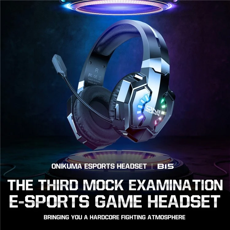 ONIKUMA B15 Gaming-Headset mit dreifachem Modus, RGB-Beleuchtung und Surround-Sound für E-Sports