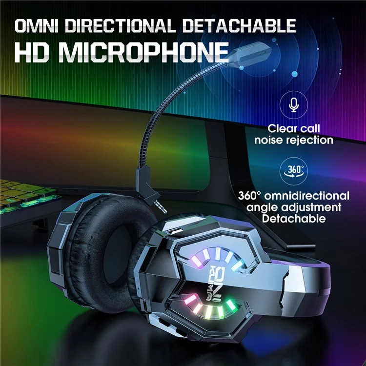 ONIKUMA B15 Gaming-Headset mit dreifachem Modus, RGB-Beleuchtung und Surround-Sound für E-Sports