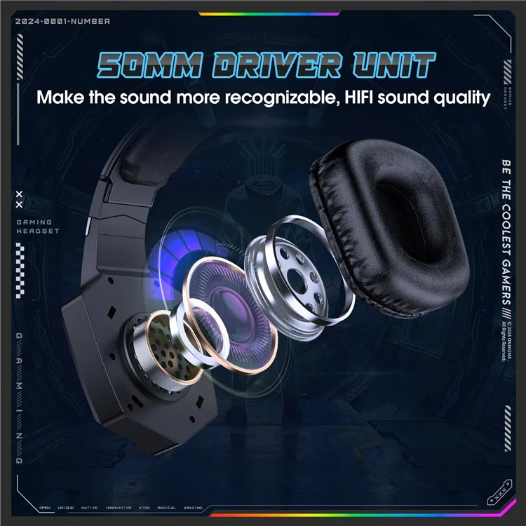 ONIKUMA GT806 Gaming Headset Triple Mode RGB Lighting Surround Sound Bluetooth-Compatible Headphones - Black