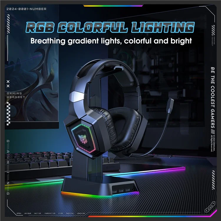 ONIKUMA GT806 Gaming Headset Triple Mode RGB Lighting Surround Sound Bluetooth-Compatible Headphones - Black
