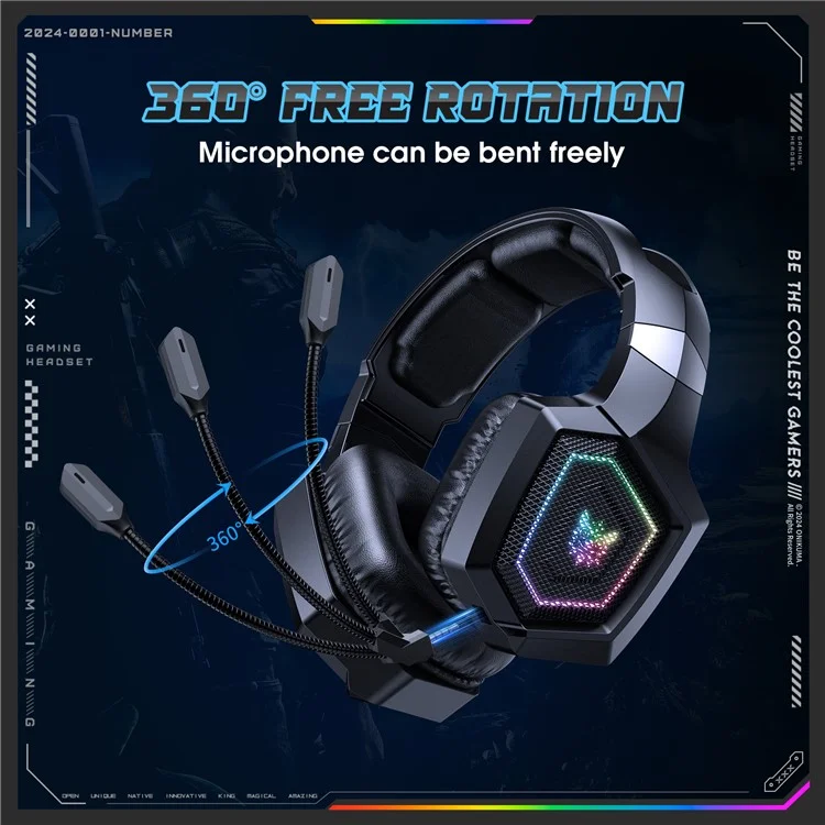ONIKUMA GT806 Gaming Headset Triple Mode RGB Lighting Surround Sound Bluetooth-Compatible Headphones - Black