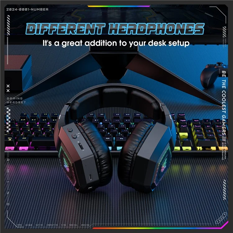 ONIKUMA GT806 Gaming Headset Triple Mode RGB Lighting Surround Sound Bluetooth-Compatible Headphones - Black