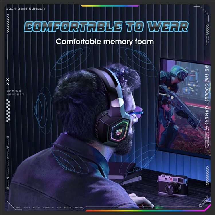 ONIKUMA GT806 Gaming Headset Triple Mode RGB Lighting Surround Sound Bluetooth-Compatible Headphones - Black