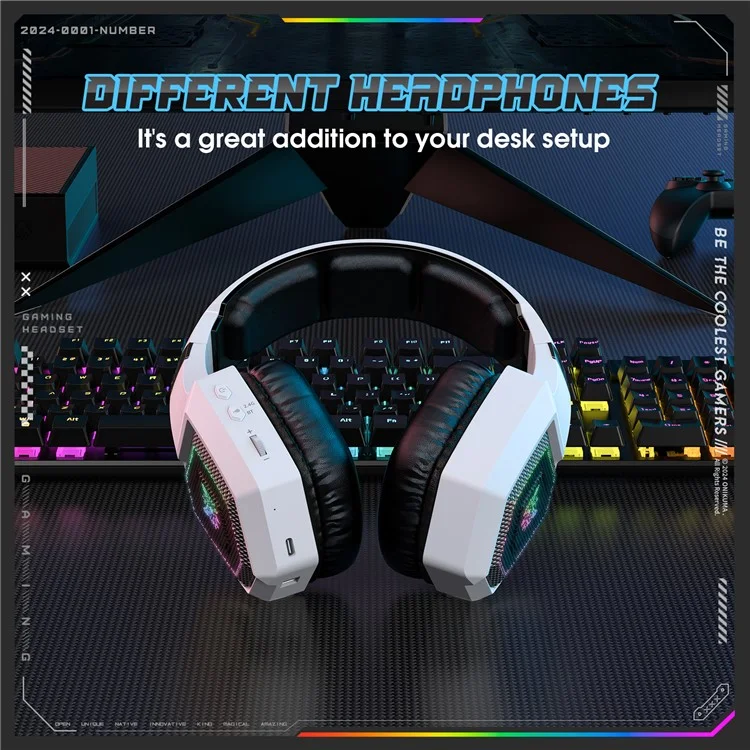 ONIKUMA GT806 Gaming Headset Triple Mode RGB Lighting Surround Sound Bluetooth-Compatible Headphones - White
