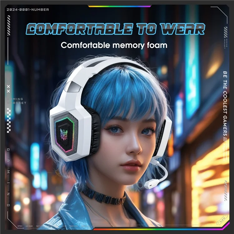 ONIKUMA GT806 Gaming Headset Triple Mode RGB Lighting Surround Sound Bluetooth-Compatible Headphones - White