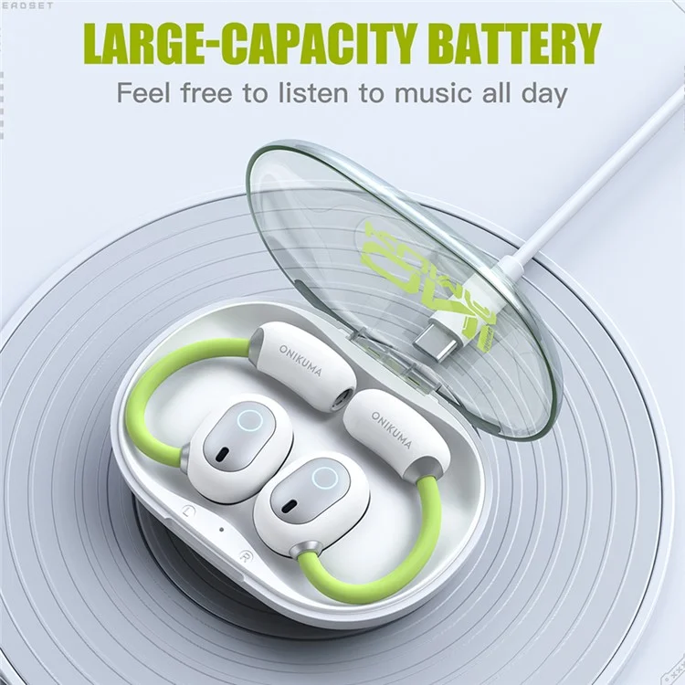 ONIKUMA T25 Wireless Earbuds Ear Hook Bluetooth-Compatible Headphones Sport Music Earphones - White