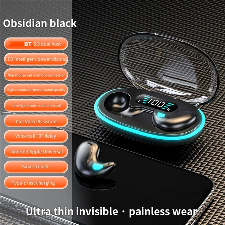 X55 TWS Wireless Bluetooth-Compatible Earbuds Intelligent Noise Reduction Sweatproof Sports Headphones - Black
