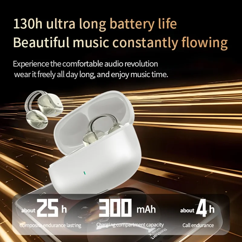 YX59 Open Ear OWS Clip On Wireless Headphones Noise Reduction Bluetooth-Compatible Earbuds - Black