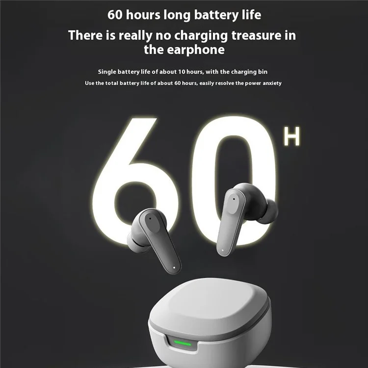 A89 ENC Noise Cancellation Wireless Headphones TWS Bluetooth-Compatible Earbuds with Microphone - Grey