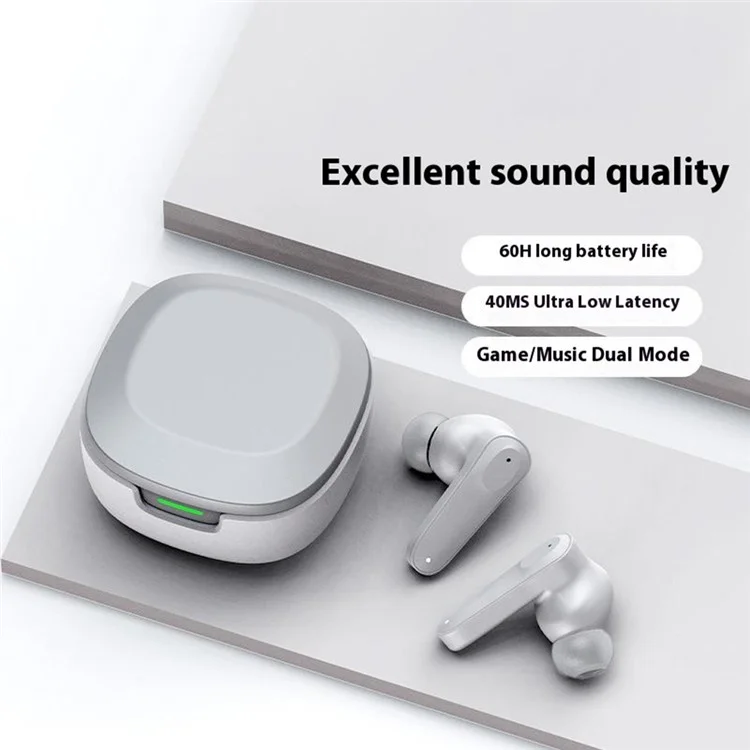 A89 ENC Noise Cancellation Wireless Headphones TWS Bluetooth-Compatible Earbuds with Microphone - Grey