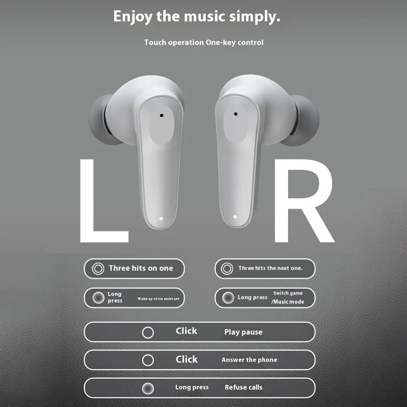 A98 ENC Noise Cancellation Wireless Headphones TWS Bluetooth-compatible Earbuds with Microphone - Black