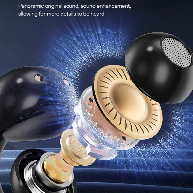 M100 Wireless Headphone Bluetooth-Compatible Headset Clip On Earbuds with Screen - Purple