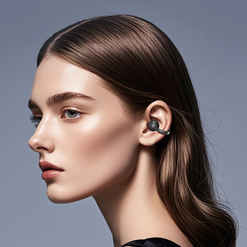 M100 Wireless Headphone Bluetooth-Compatible Headset Clip On Earbuds with Screen - Purple