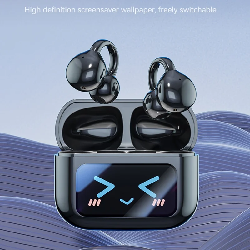 M100 Wireless Headphone Bluetooth-Compatible Headset Clip On Earbuds with Screen - Purple