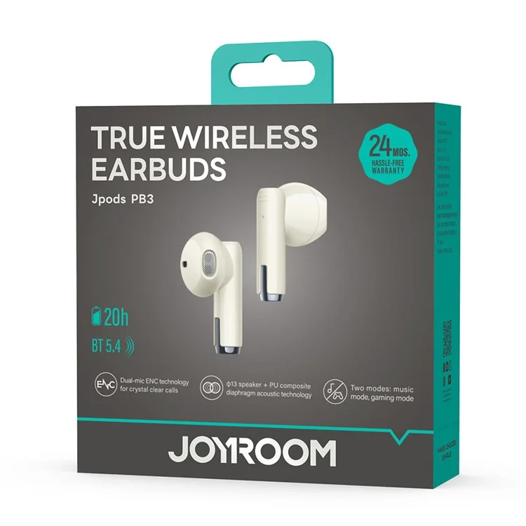JOYROOM Jpods JR-PB3 Беспроводные Bluetooth-наушники с драйвером 13 мм, активным шумоподавлением и водонепроницаемостью