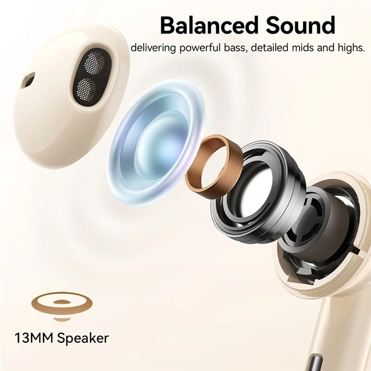 JOYROOM Jpods JR-PB3 Беспроводные Bluetooth-наушники с драйвером 13 мм, активным шумоподавлением и водонепроницаемостью