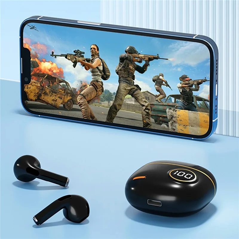 S190 Wireless Earphones Digital Display Waterproof Bluetooth-Compatible Gaming Music Headset - White