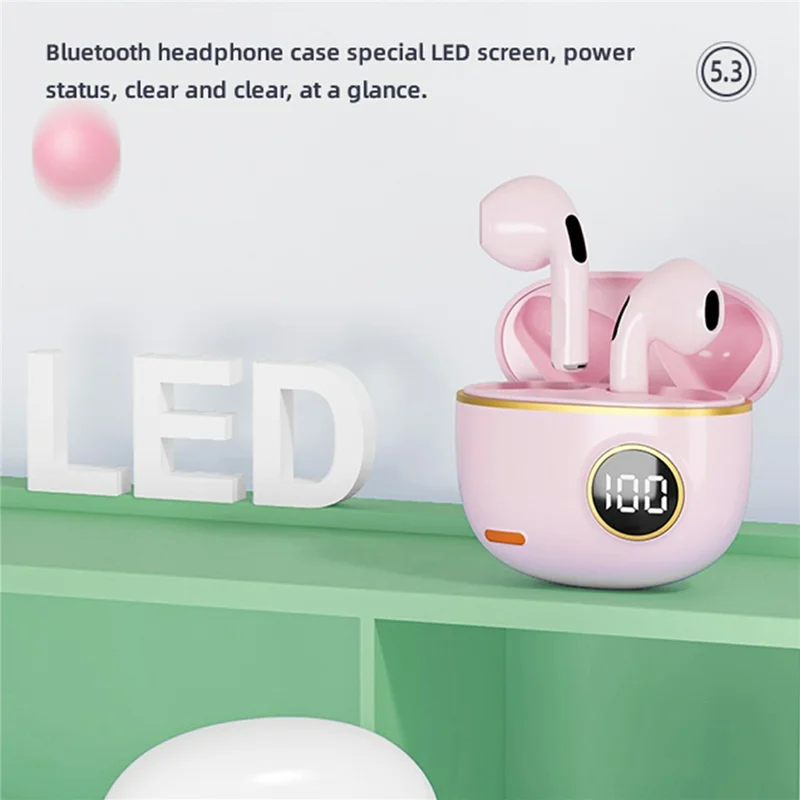 S190 Wireless Earphones Digital Display Waterproof Bluetooth-compatible Gaming Music Headset - Pink