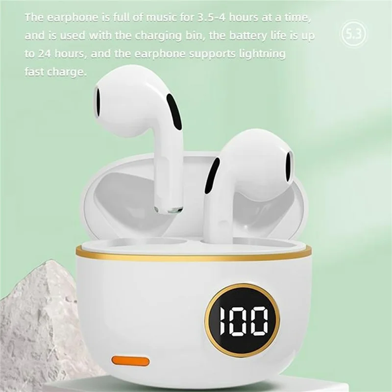 S190 Wireless Earphones Digital Display Waterproof Bluetooth-compatible Gaming Music Headset - Nude