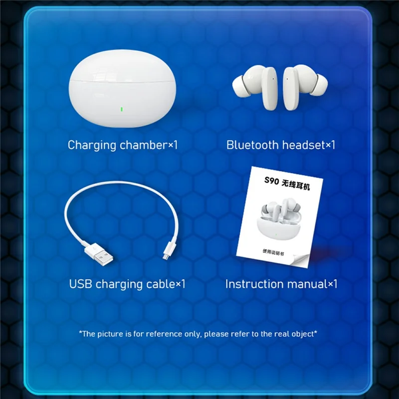 S90 Wireless Bluetooth-Compatible In-Ear Earphones Low Latency Music Gaming Headset - White