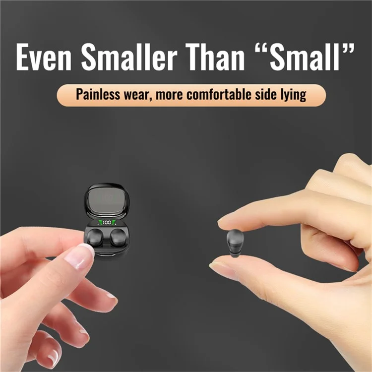 mini13 Mini Sleep Wireless Earbuds HD HiFi Bass Sound Invisible Bluetooth-Compatible Earphones (Standard Version) - Black