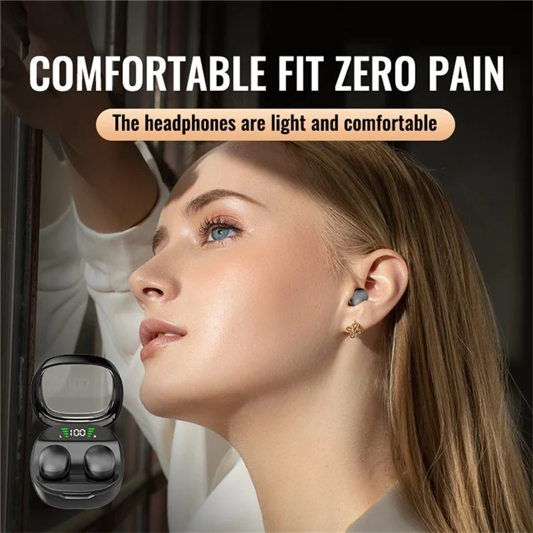 mini13 Mini Sleep Wireless Earbuds HD HiFi Bass Sound Invisible Bluetooth-Compatible Earphones (Standard Version) - Black