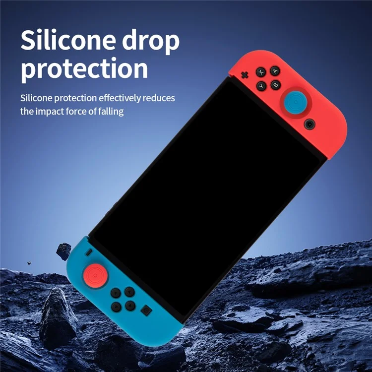 Funda de silicona para mando de Nintendo Switch + Fundas para pulgares con protección antigolpes - Azul