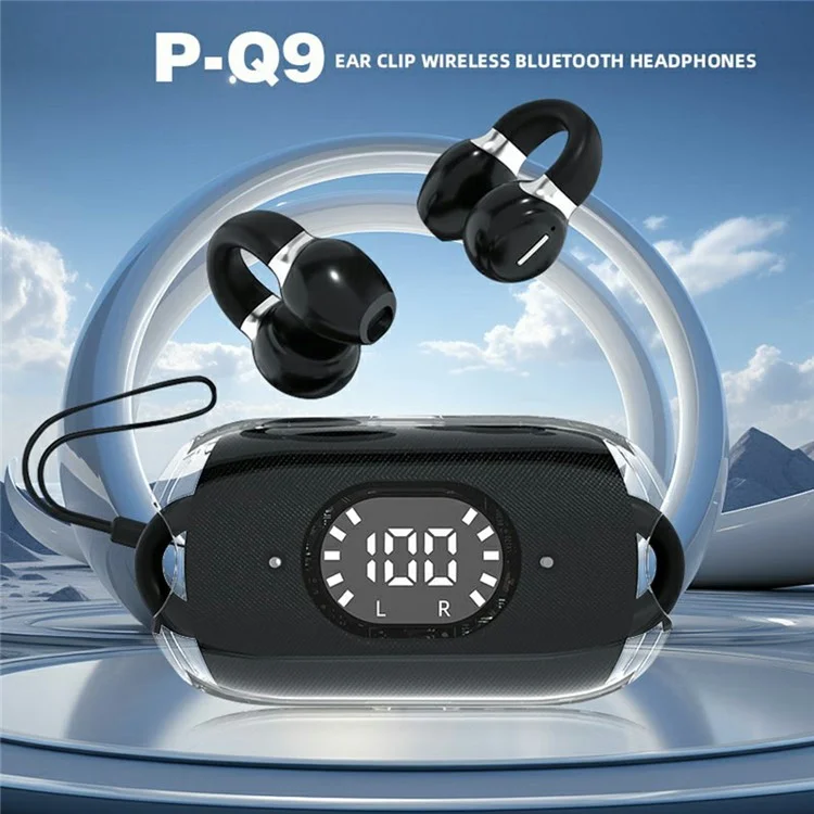 P-Q9 140+ Languages Translation Wireless Earbuds Noise Reduction Ear Clip Bluetooth-Compatible Earphones - Black