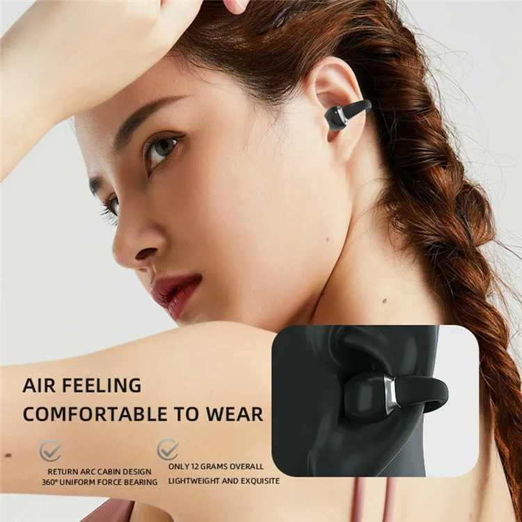 P-Q9 140+ Languages Translation Wireless Earbuds Noise Reduction Ear Clip Bluetooth-Compatible Earphones - Black