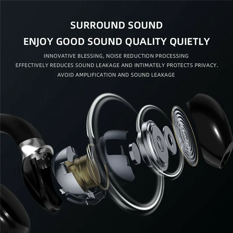 P-Q9 140+ Languages Translation Wireless Earbuds Noise Reduction Ear Clip Bluetooth-Compatible Earphones - Black