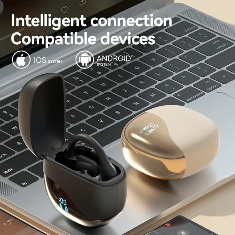 Oreillettes Bluetooth IA M62 Smart Translation sans fil Conception à accroche-oreille Qualité sonore HIFI Confort de port - Noir