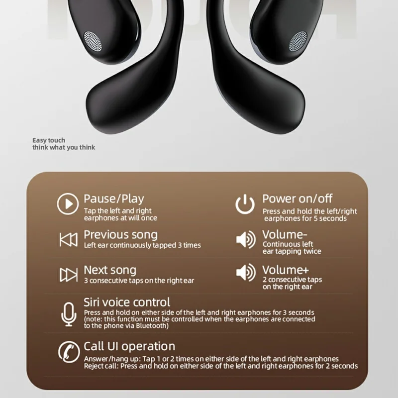 P-Q10 AI Smart Translation Earbuds BT Headset Digital Display Hanging Ear Wireless Earphones - Black