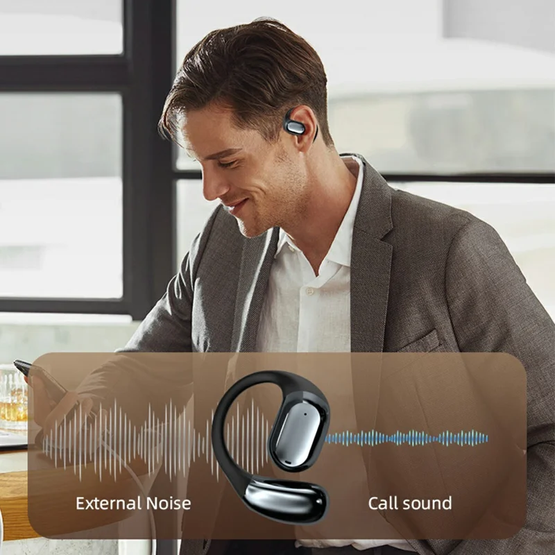 P-Q10 AI Smart Translation Earbuds BT Headset Digital Display Hanging Ear Wireless Earphones - Cyan
