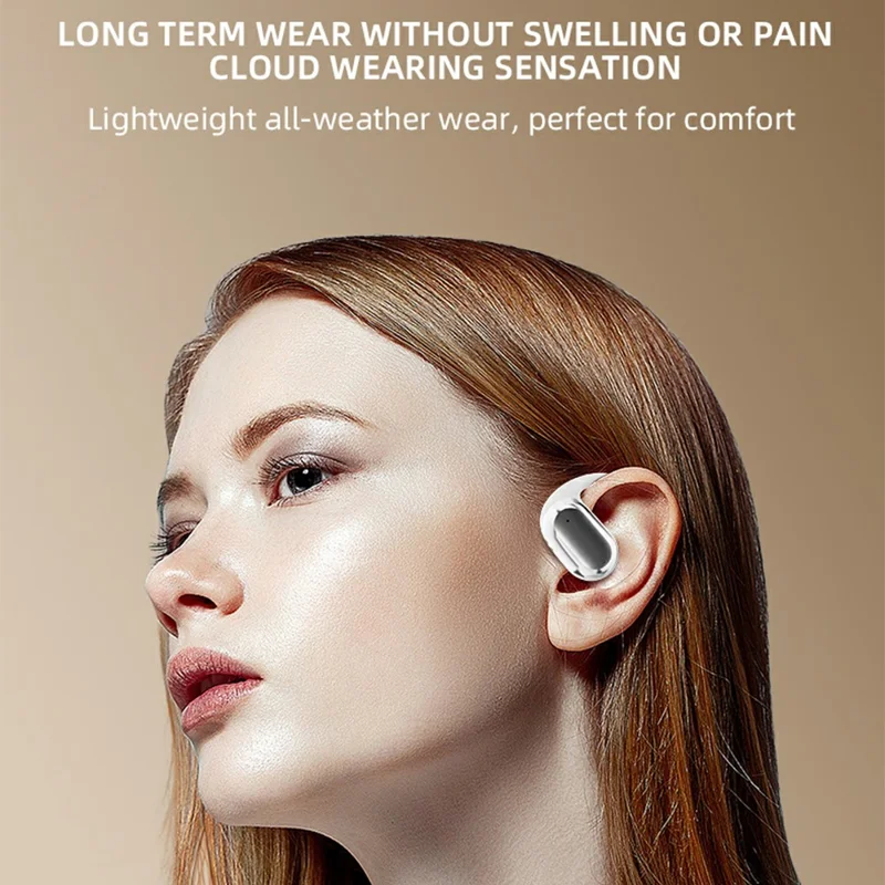 P-Q10 AI Smart Translation Earbuds BT Headset Digital Display Hanging Ear Wireless Earphones - Cyan