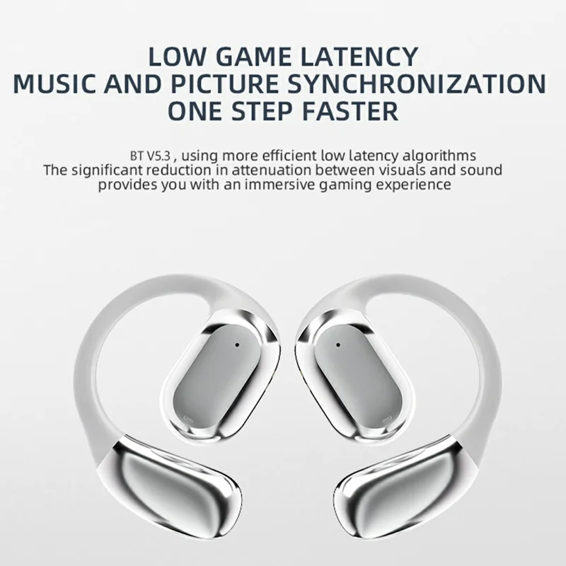 P-Q10 AI Smart Translation Earbuds BT Headset Digital Display Hanging Ear Wireless Earphones - Cyan