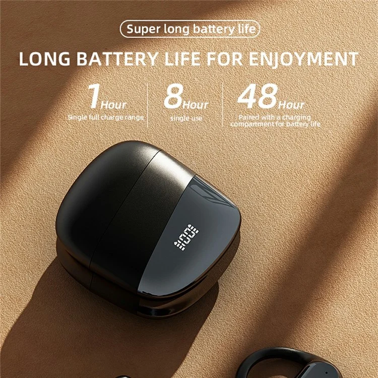 P-Q10 AI Smart Translation Earbuds BT Headset Digital Display Hanging Ear Wireless Earphones - White