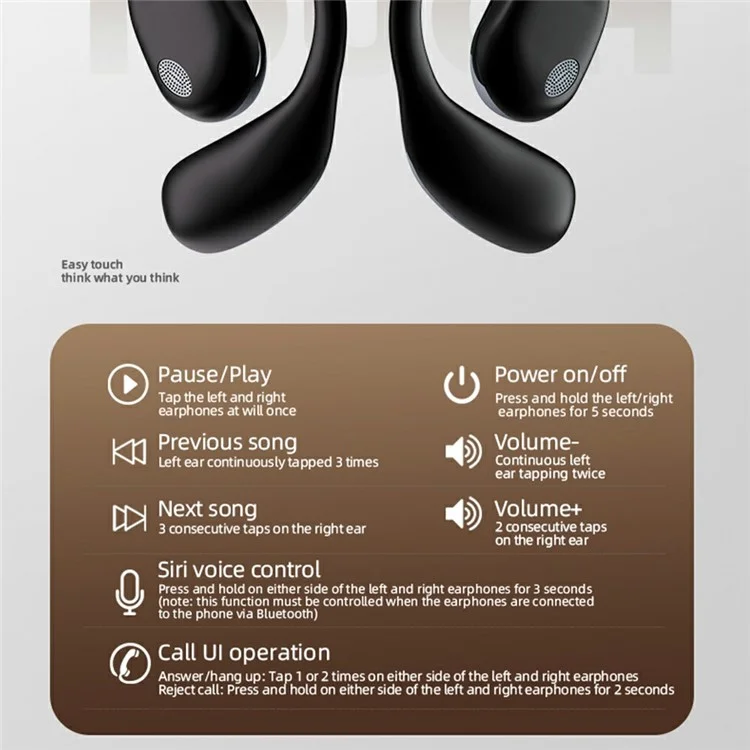 P-Q10 AI Smart Translation Earbuds BT Headset Digital Display Hanging Ear Wireless Earphones - White