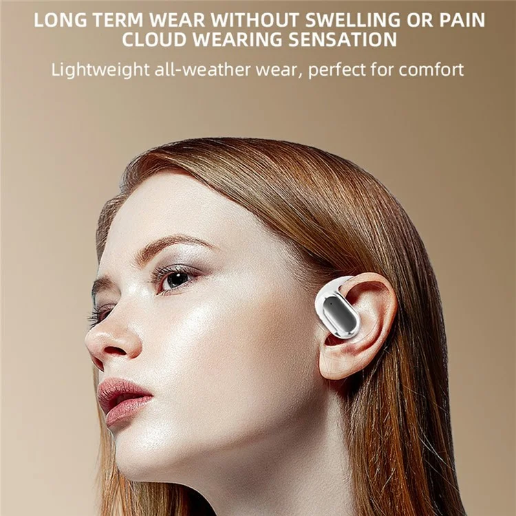 P-Q10 AI Smart Translation Earbuds BT Headset Digital Display Hanging Ear Wireless Earphones - White