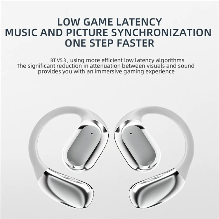 P-Q10 AI Smart Translation Earbuds BT Headset Digital Display Hanging Ear Wireless Earphones - White