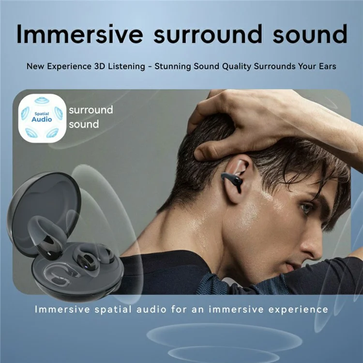 F13 1 Pair HIFI Wireless Earbuds Ear-Clip Design Bluetooth-Compatible Earphones True Wireless Stereo - Black