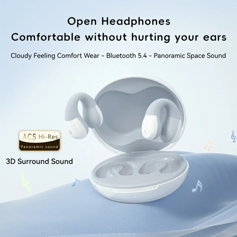 F13 1 Pair HIFI Wireless Earbuds Ear-Clip Design Bluetooth-Compatible Earphones True Wireless Stereo - White