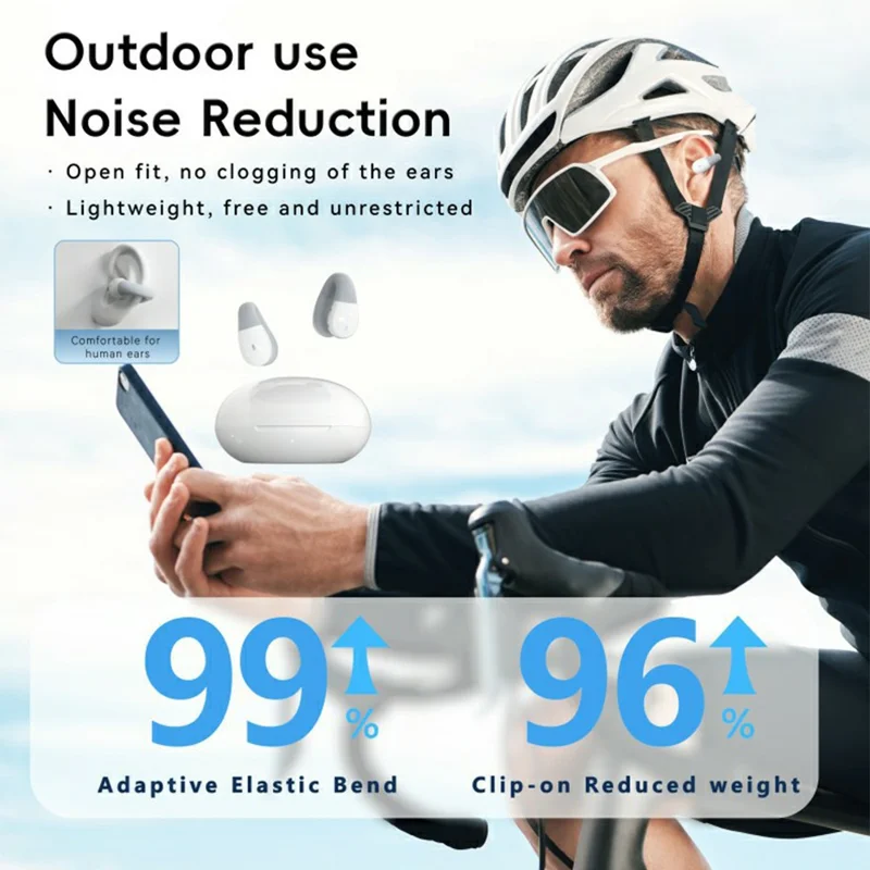 F13 1 Pair HIFI Wireless Earbuds Ear-Clip Design Bluetooth-Compatible Earphones True Wireless Stereo - White