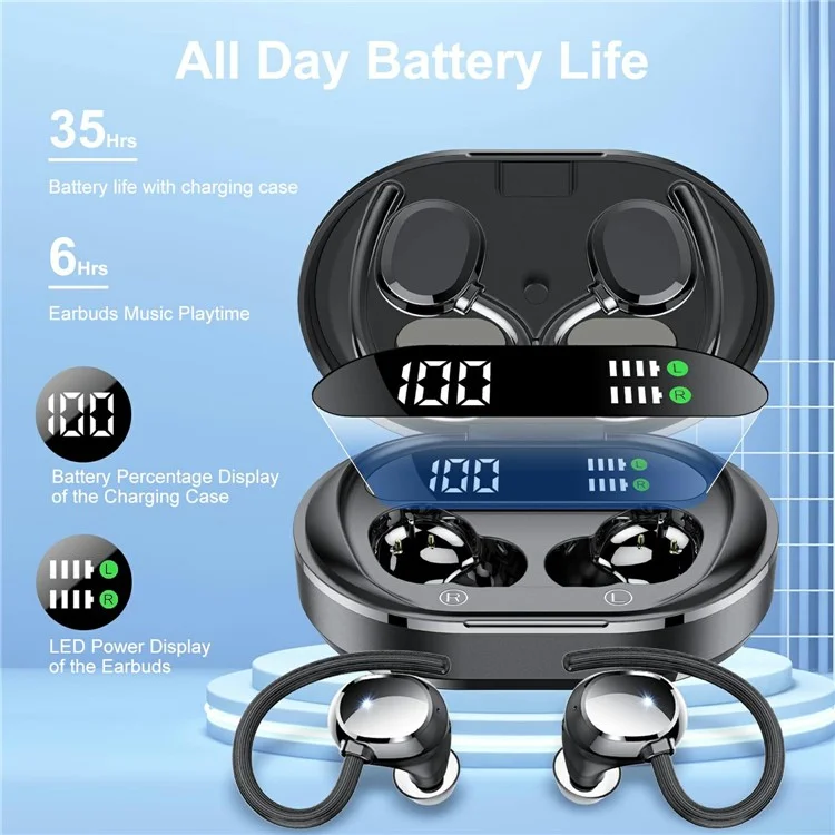 Q35 1 Pair Ear-Hook Headphones Wireless Earbuds Sport Business Headset High Definition Sound Comfortable Wear