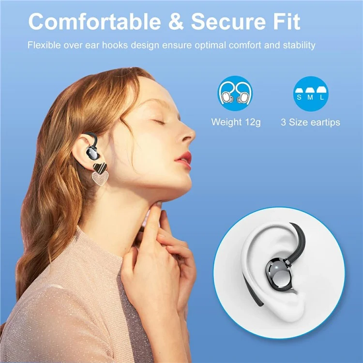 Q35 1 Pair Ear-Hook Headphones Wireless Earbuds Sport Business Headset High Definition Sound Comfortable Wear