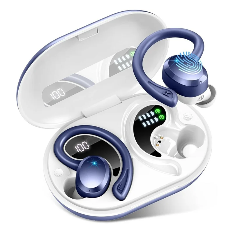 Q38 1 Pair Ear-Hook In-Ear Earphones Noise Cancelling Stereo Headphones Wireless Earbuds - Blue