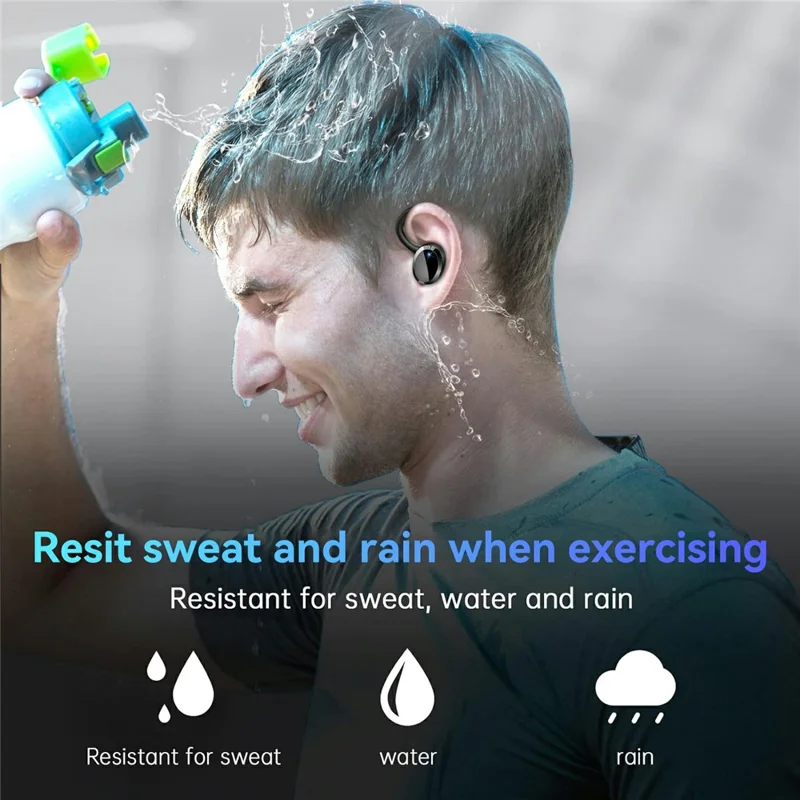 Q38 1 Pair Ear-Hook In-Ear Earphones Noise Cancelling Stereo Headphones Wireless Earbuds - Blue